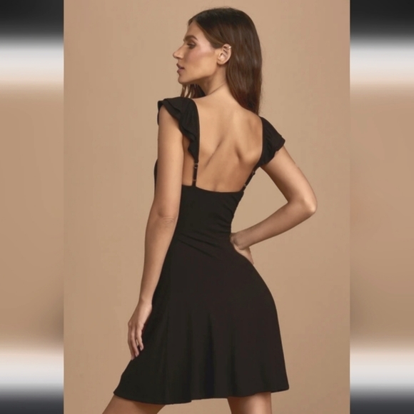 SOLD Lulus You Go Twirl Black Ruffled Skater Mini Dress LBD small USA made - Picture 2 of 12